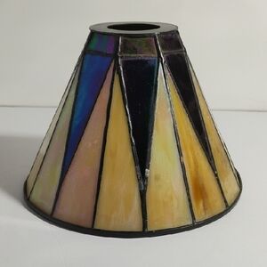 Vintage Carnival Stained Glass Art Deco Lamp Shade Multicolor